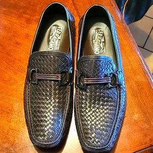 Men braided 11 ferragamo drivers brown